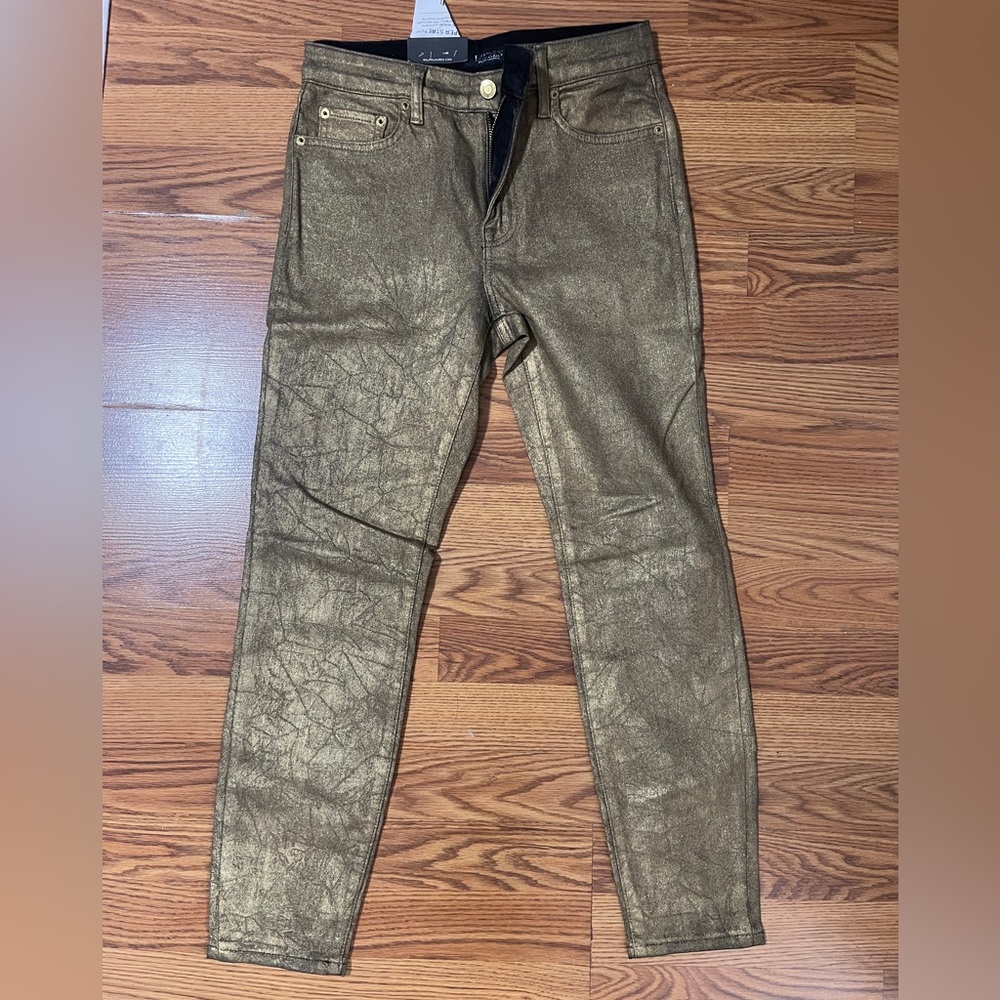 Gold Ralph Lauren pants high rise skinny ankle
